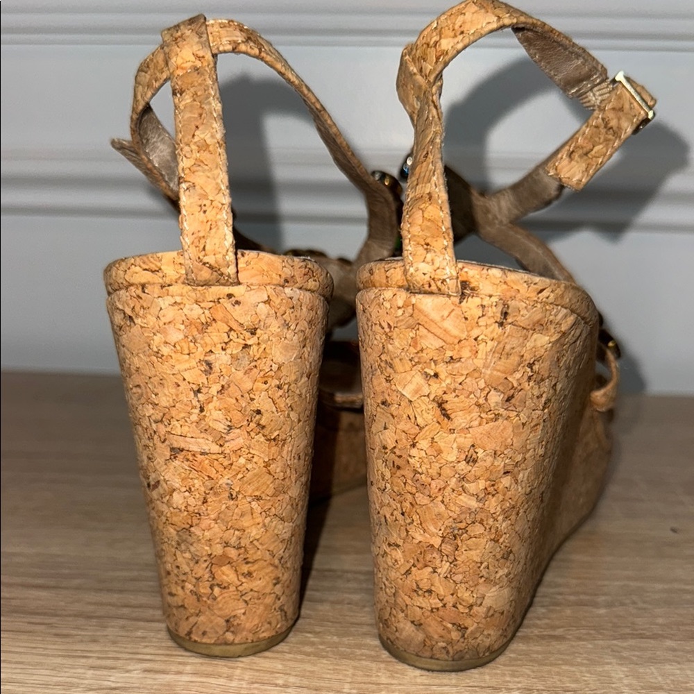 Donald J. Pliner “Wondra-Co”‎ Jewel Straps Cork Wedge Sz 7.5M 4”Heel Sandals - Picture 14 of 16